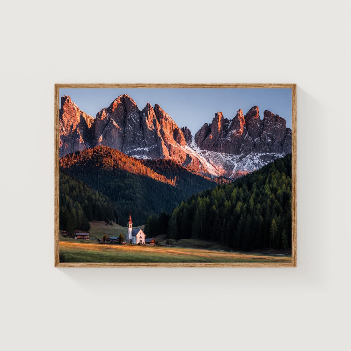 Dolomites Sunrise Jagged Peaks Chapel Mountain Italy Sunrise Poster