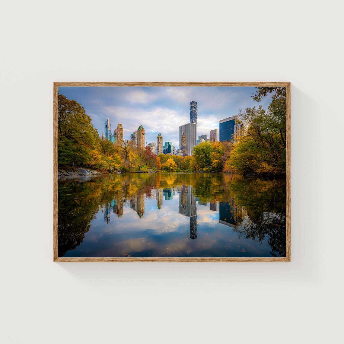 Central Park Autumn Print Manhattan Skyline Reflection Photography