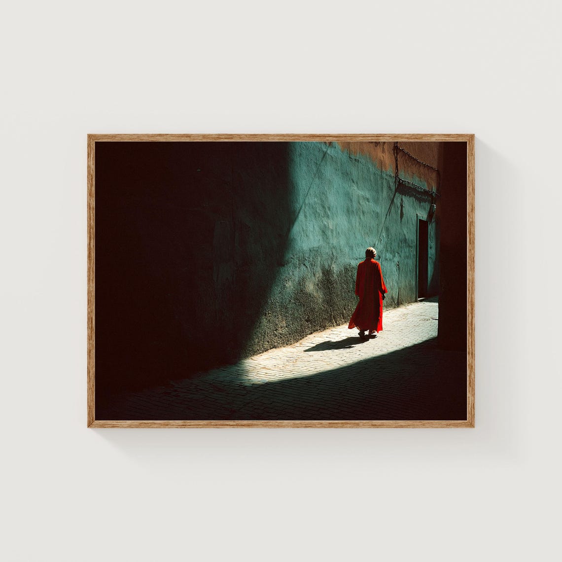 Marrakech Red Cloak Street Photography Dramatic Morocco Poster