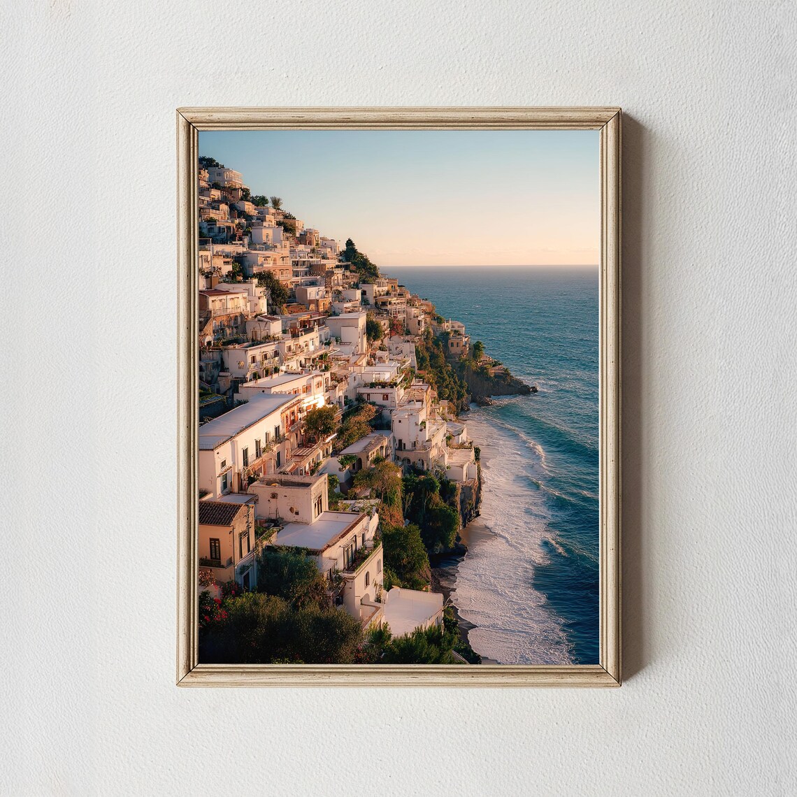 Amalfi Coast Sunset Cliffside Town Italy Travel Poster for Stylish Home Decor
