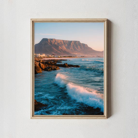 Cape Town Table Mountain Print South Africa Coastal Art