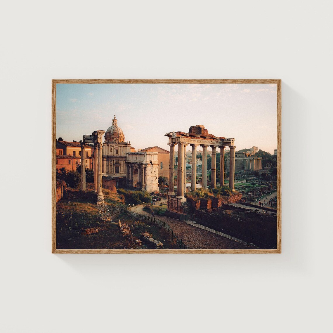 Ancient Roman Forum Sunset Golden Hour Ruins Rome Travel Poster