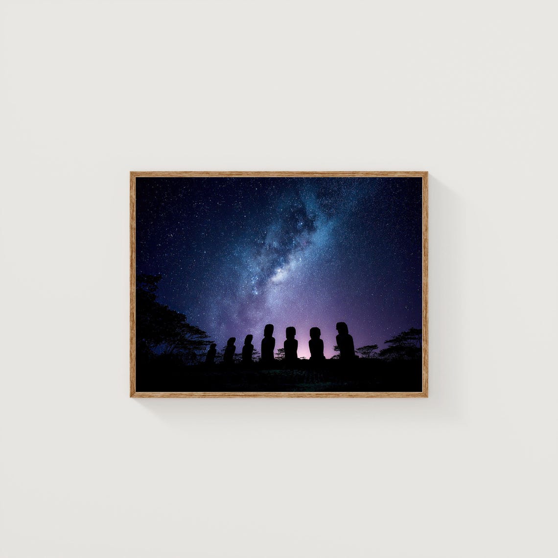 Easter Island Moai Print Milky Way Night Sky Photography