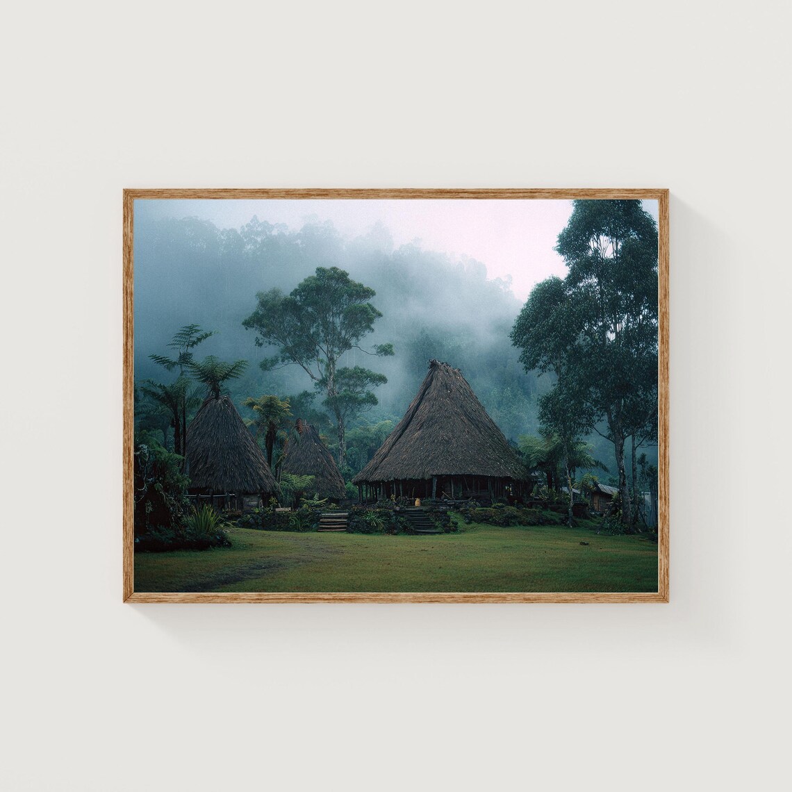 Papua New Guinea Highlands Village Misty Jungle Photography Print