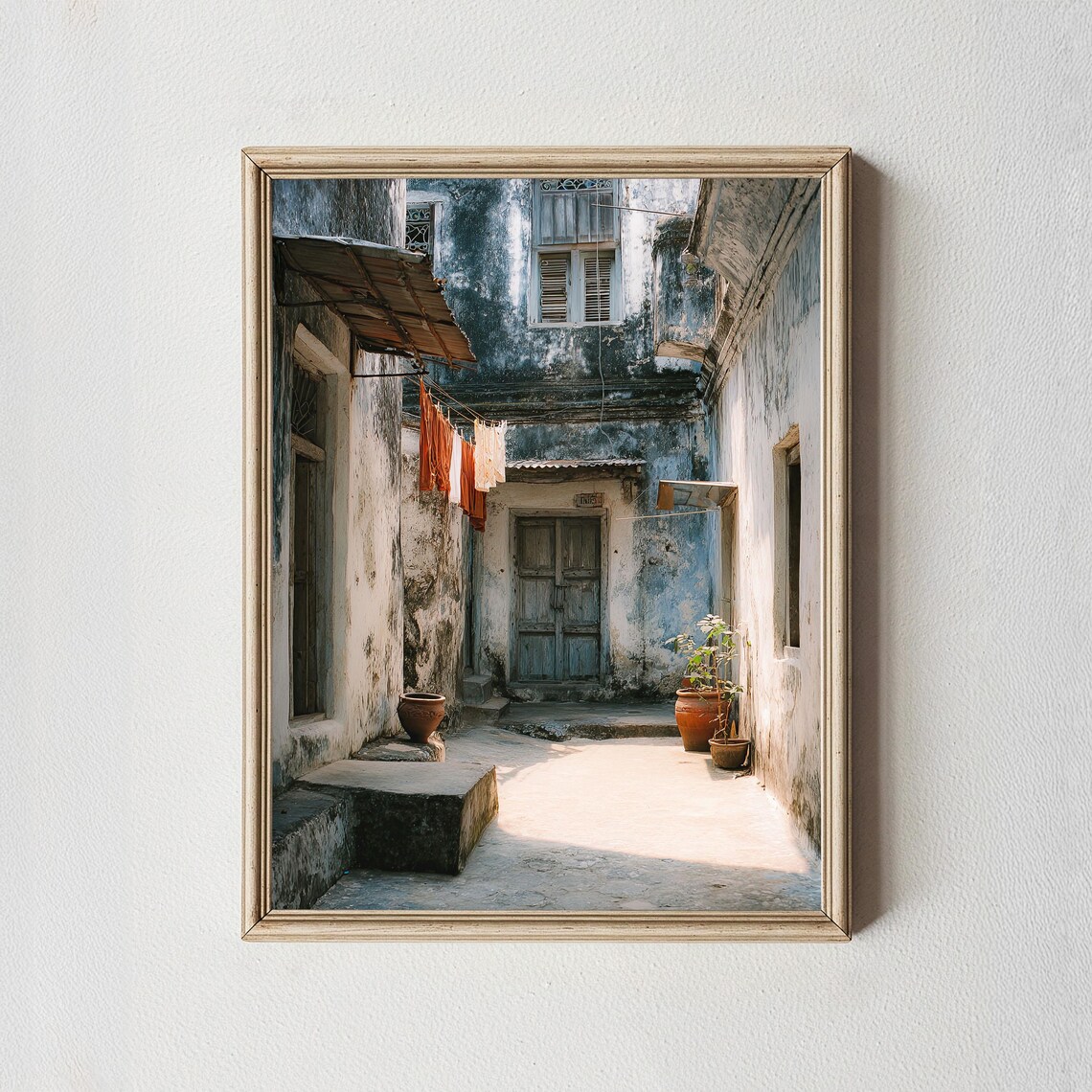 Old Courtyard Alley Weathered Walls Mediterranean Art Poster