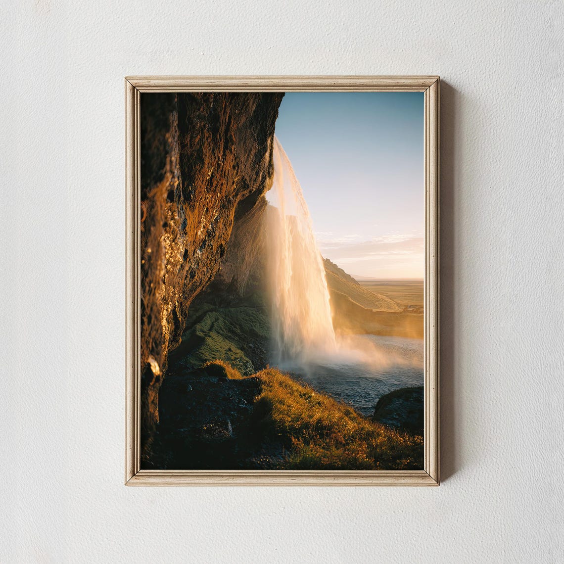 Seljalandsfoss Waterfall Iceland Golden Hour Light Nature Wall Art