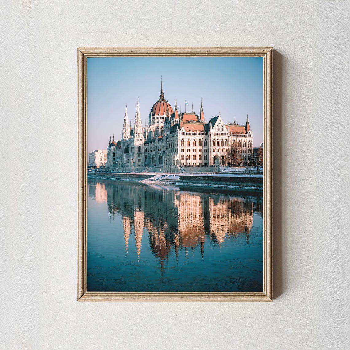 Budapest Parliament Danube River Reflection Photo Art Poster