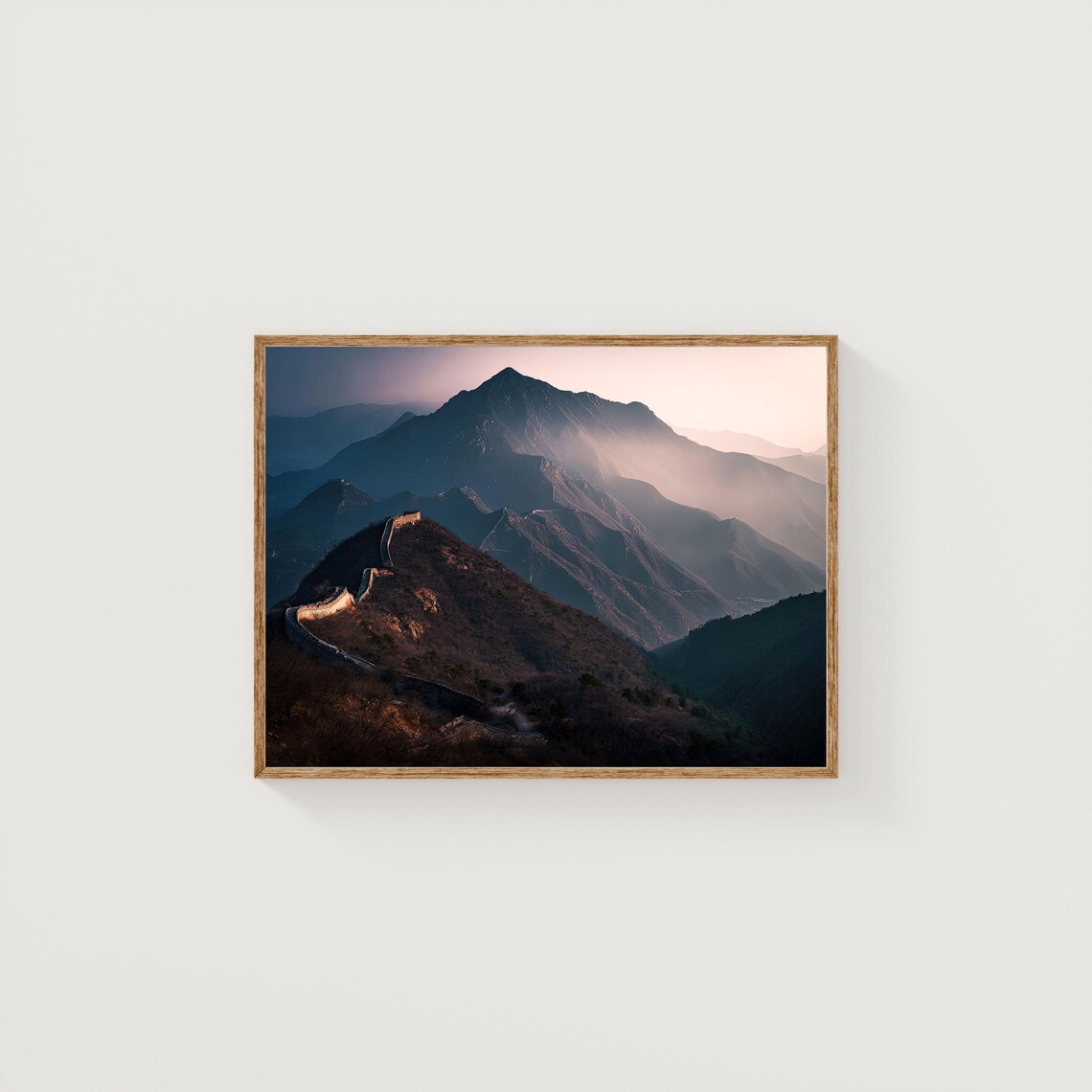 Great Wall of China Mountain Ridge Sunrise Landmark Photo Poster