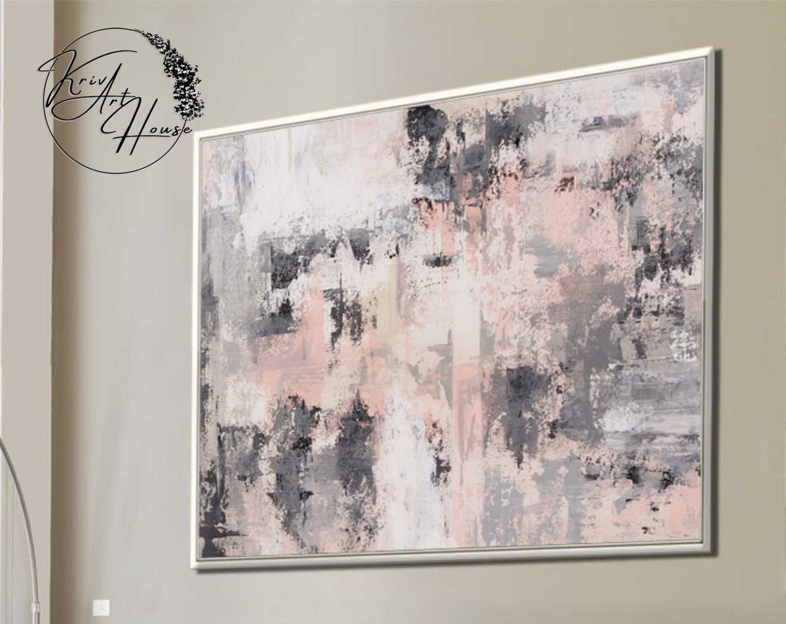 Blush Pink Grey Charcoal Soft Neutral Modern Abstract Poster - Image 2