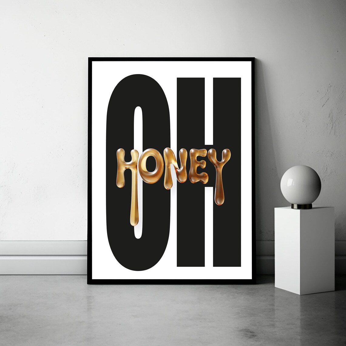 Oh Honey Typographic Poster, Charming Wall Art Print - Image 2