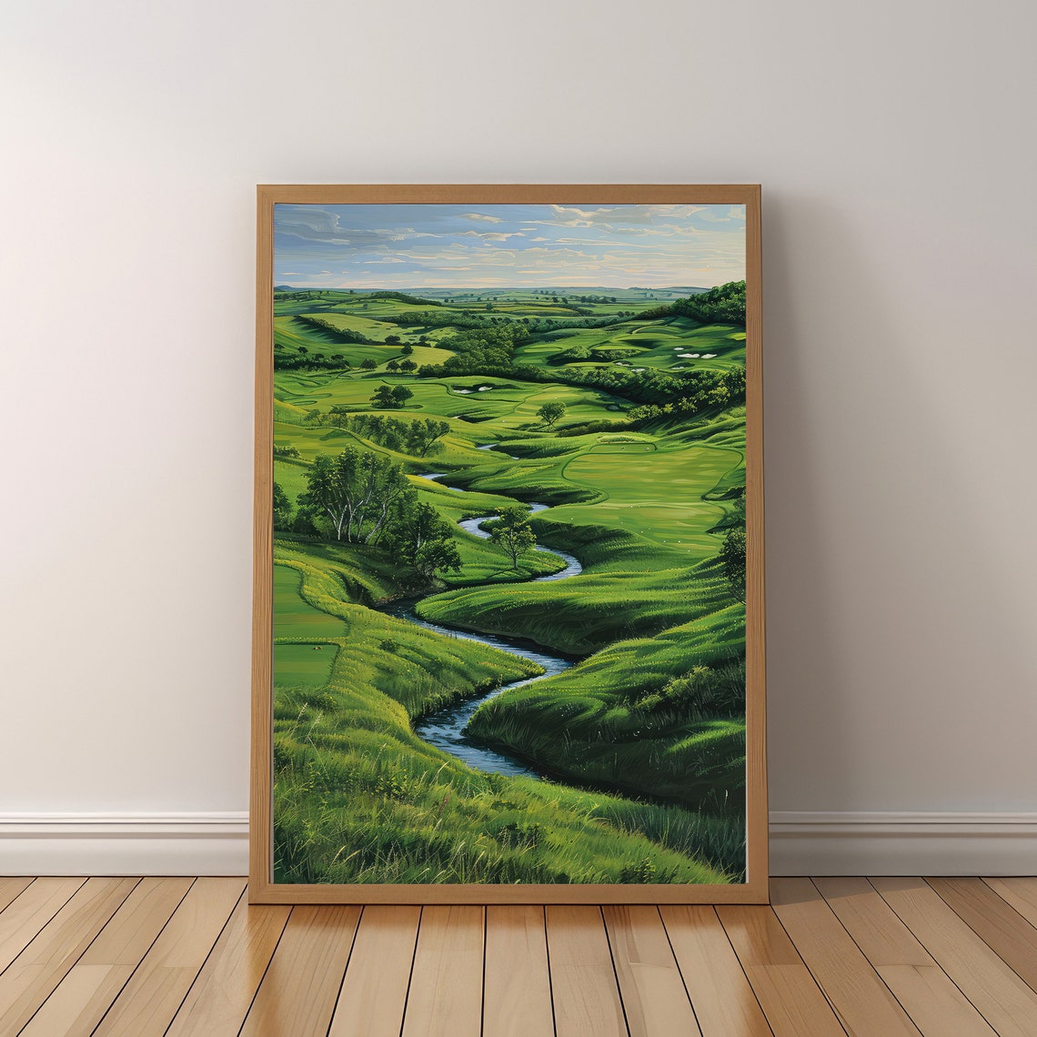 Lush Green Golf Course Rolling Fairways Stream Landscape Poster - Image 5