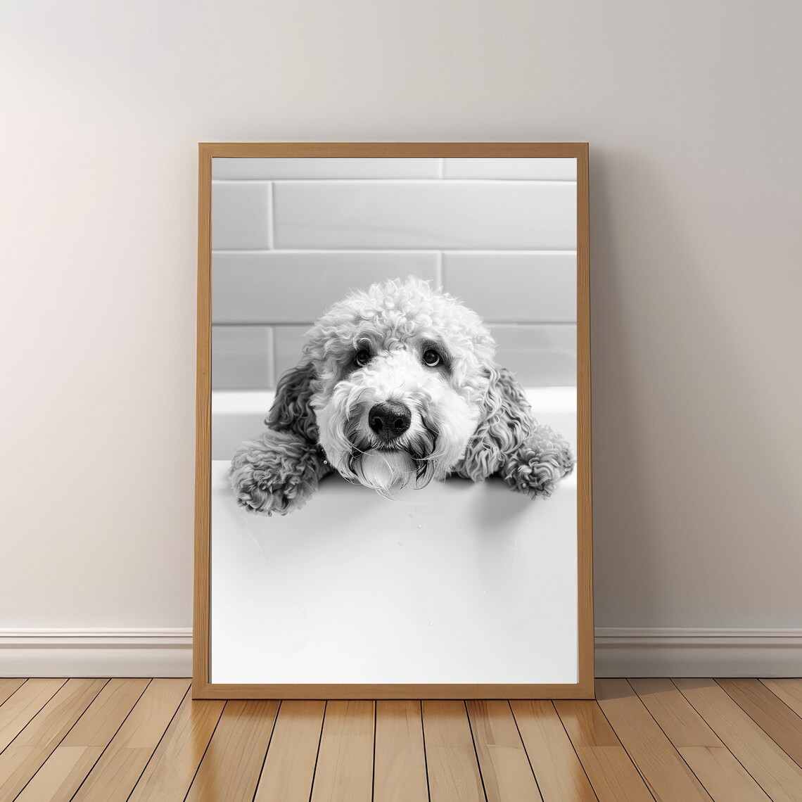 Golden Doodle Dog Portrait Bathroom Wall Art Print - Image 5