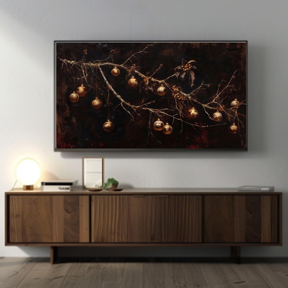 Christmas Art For The Frame Tv Christmas Ornaments And Garland Tv Frame Farmhouse Christmas Seasonal Christmas Decor Tv Frame Art - Image 3