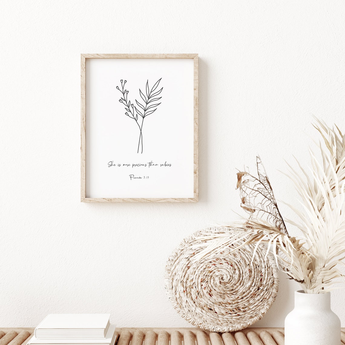 Proverbs 3 15 More Precious Than Rubies Botanical Line Art Poster - Image 3
