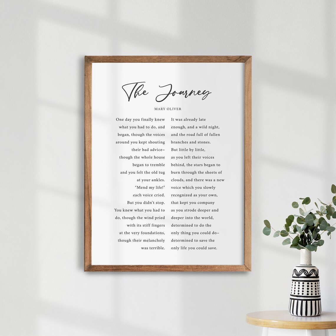 The Journey Poem By Mary Oliver Inspirational Typography Poster