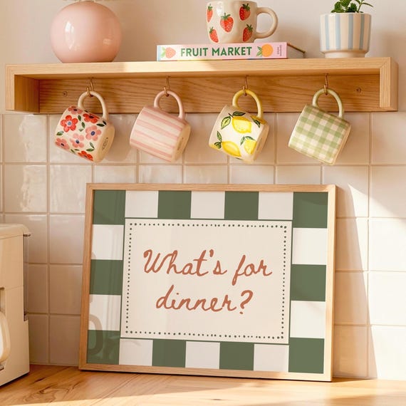 Whats For Dinner Print Kitchen Wall Art Dining Room Poster Food Quote Digital Download
