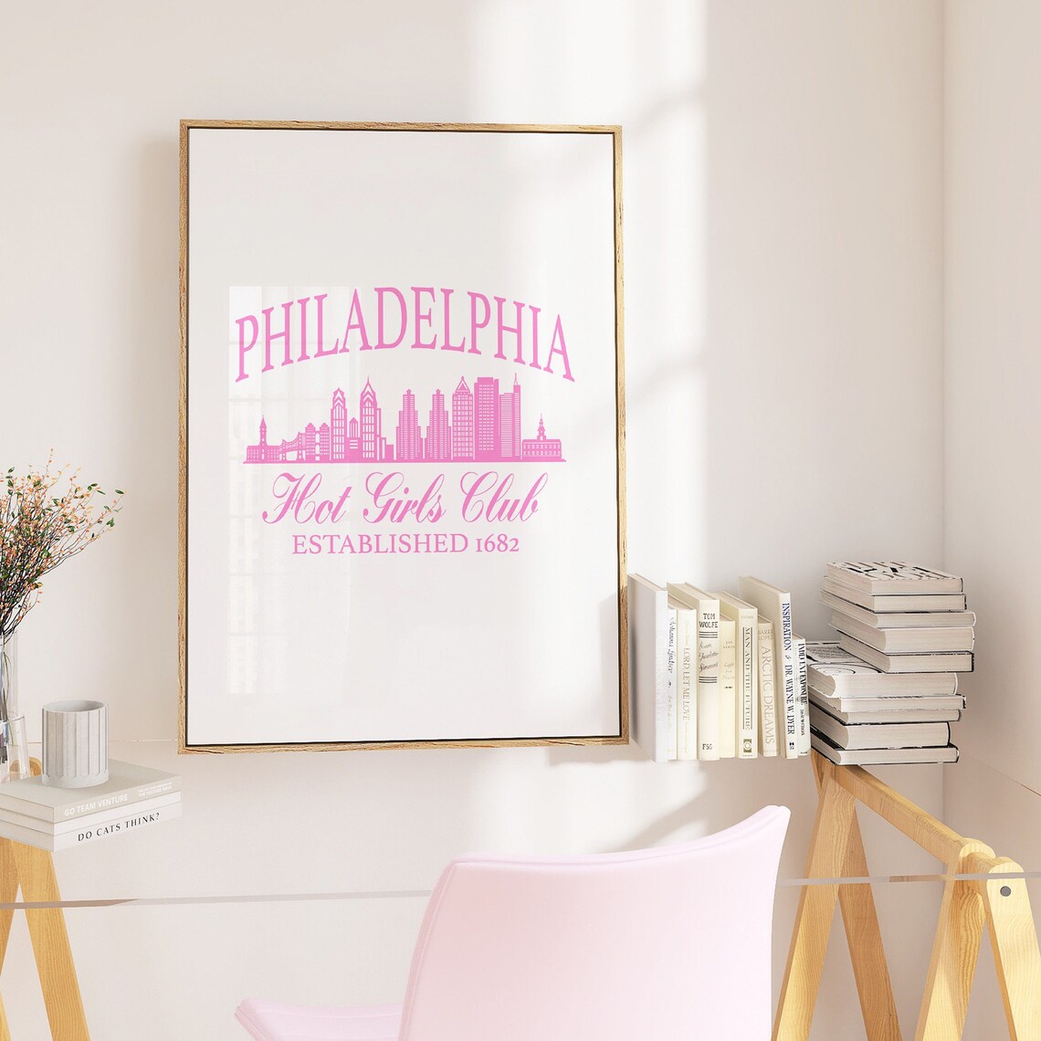 Philadelphia Hot Girls Club Est 1682 Pink Skyline City Poster - Image 4