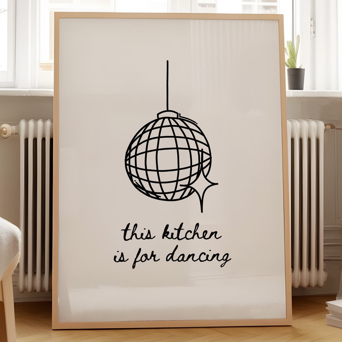 This Kitchen Is For Dancing Disco Ball Minimalist Kitchen Poster