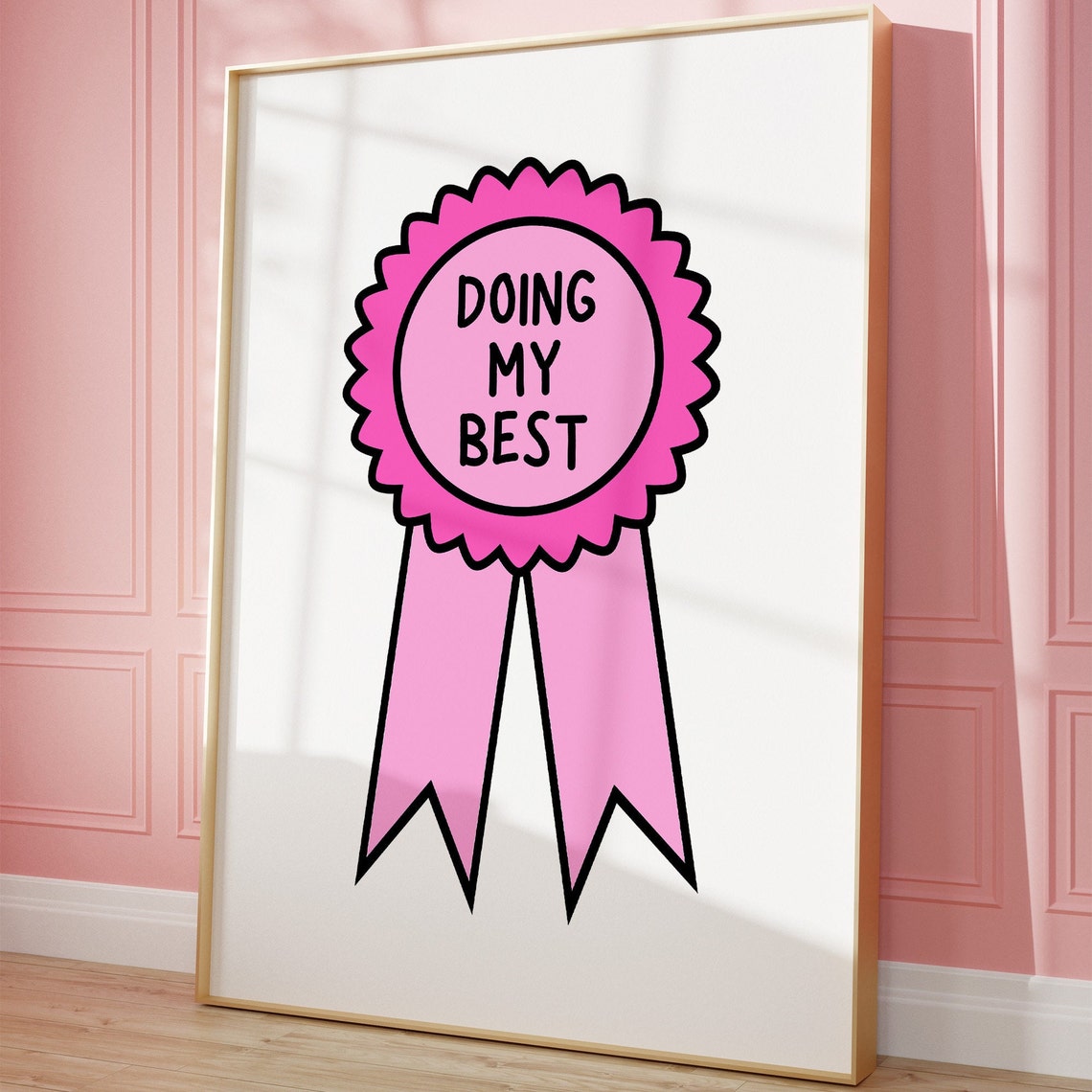 Doing My Best Pink Award Ribbon Badge Motivational Cute Poster - Image 4