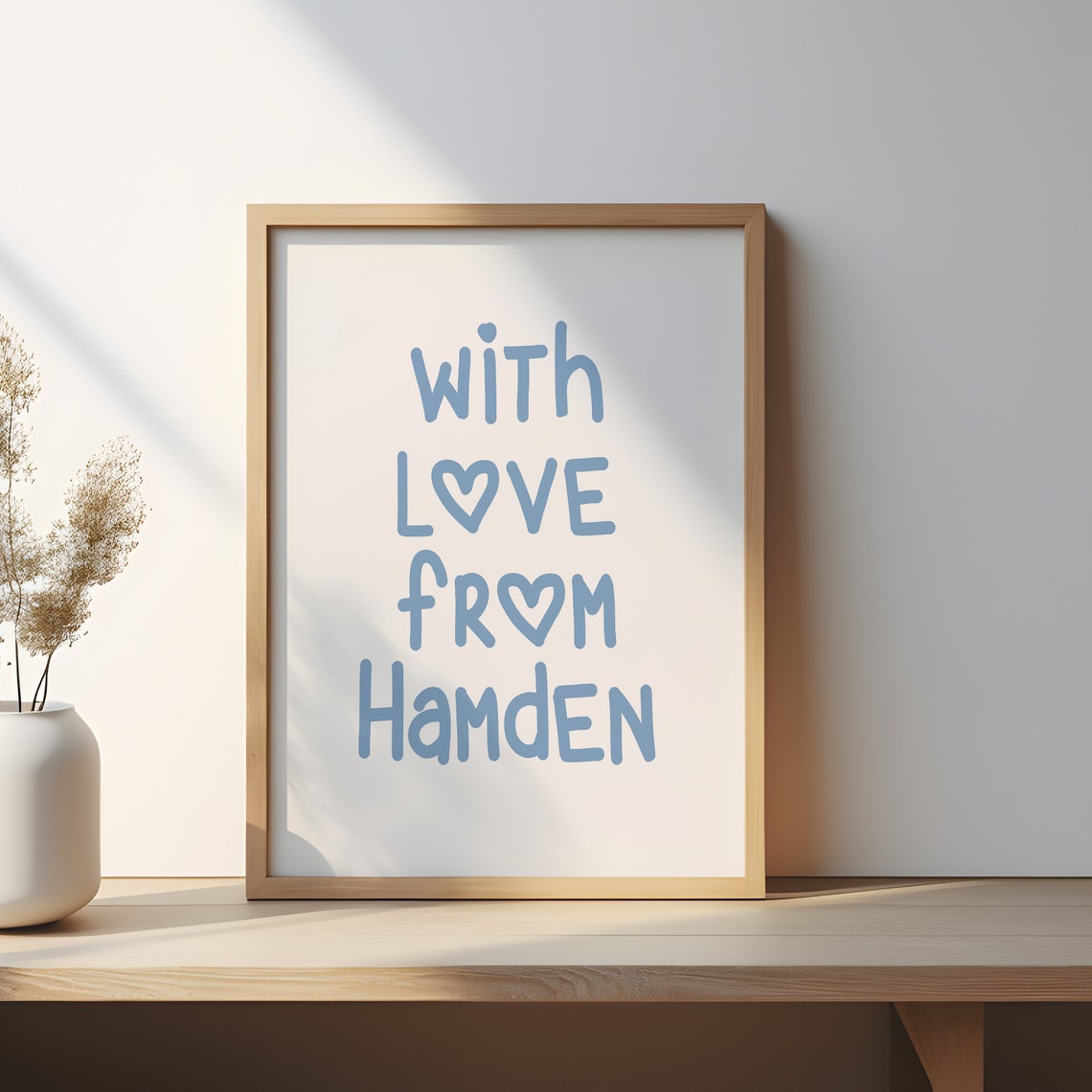 With Love from Hamden Blue Handwritten Heart Typography Poster - Image 3