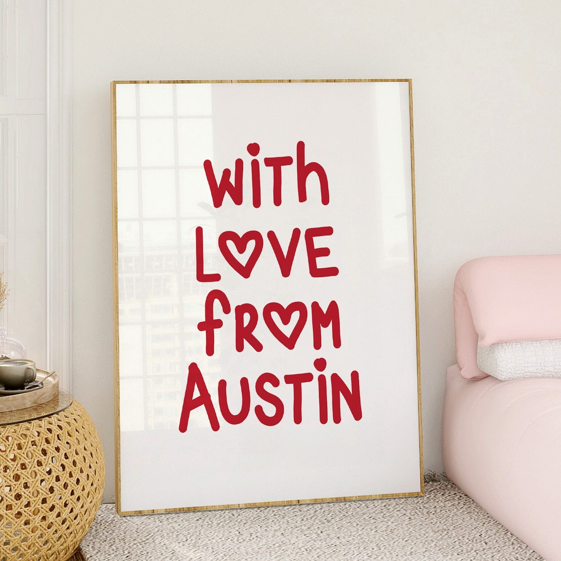 With Love From Austin Red Hand Lettered Typography City Pride Poster - Image 3