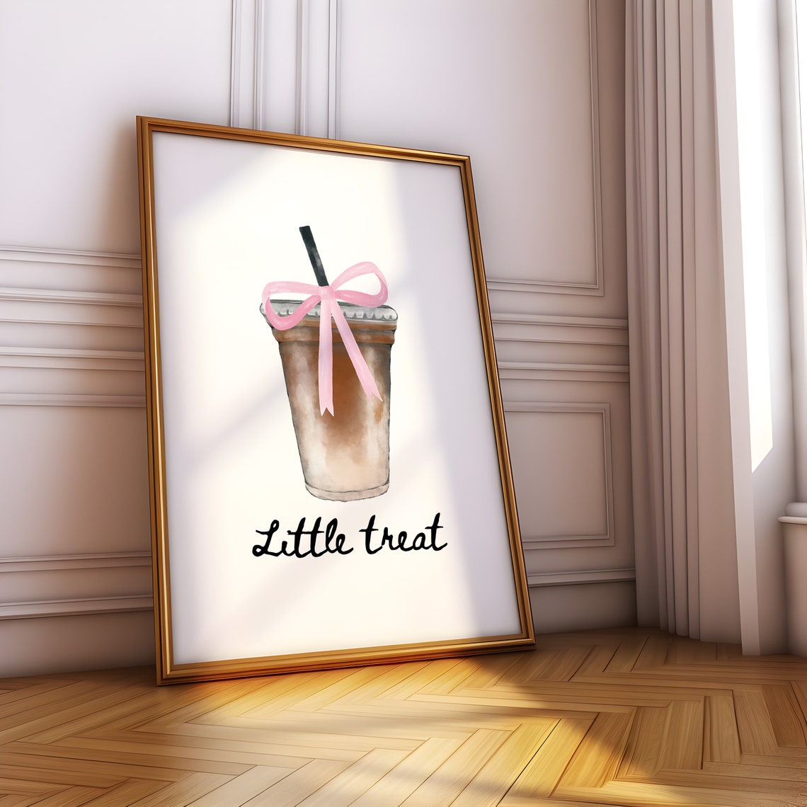 Little Treat Iced Coffee Cup Pink Bow Coquette Kitchen Poster - Image 4