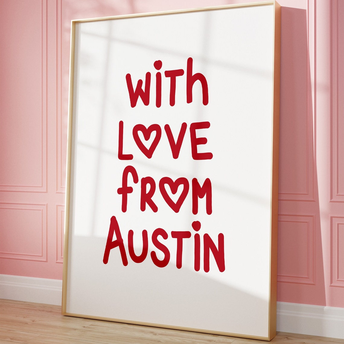 With Love From Austin Red Hand Lettered Typography City Pride Poster - Image 5
