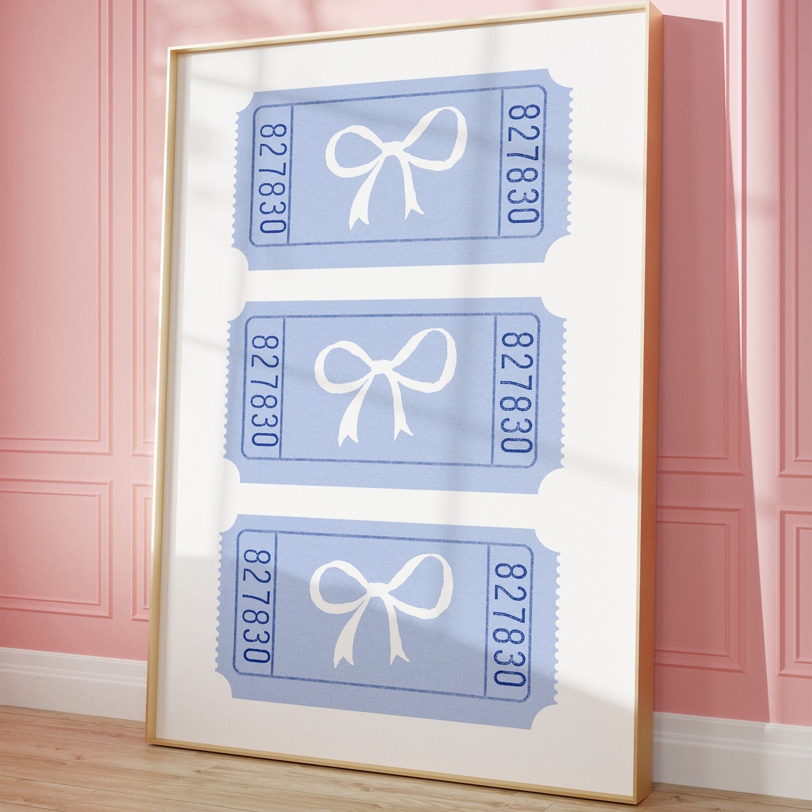Coquette Balletcore Blue Bow Art Print - Image 2