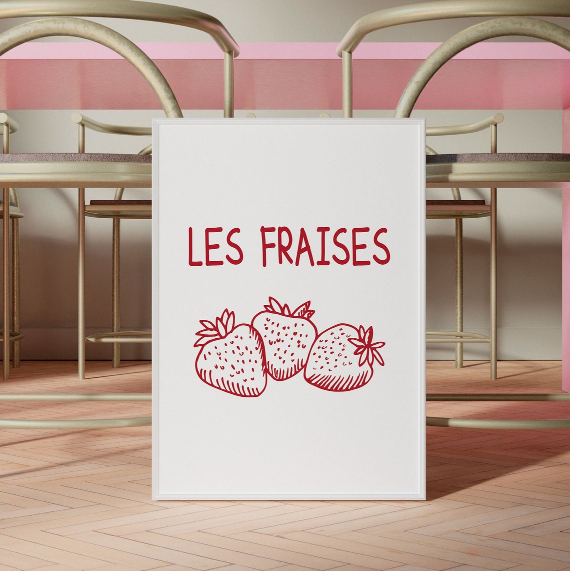 Les Fraises Strawberry Poster Art Print French Kitchen Decor Vintage Kitchen Fruit Wall Art Print Retro France Art Print French Art Print - Image 3