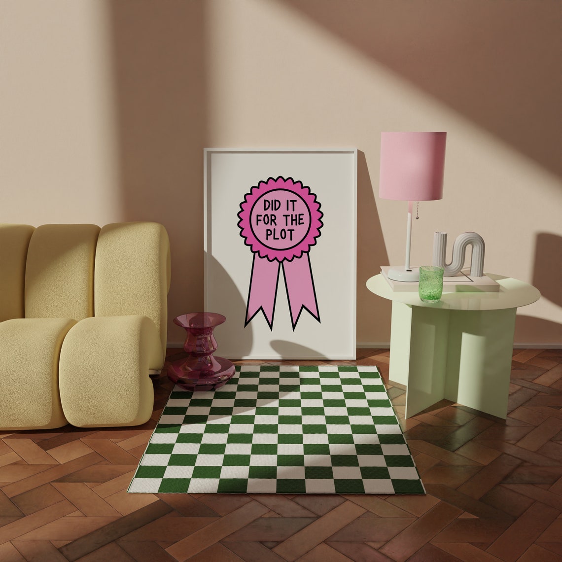 Did It For The Plot Pink Award Ribbon Trendy Quote Gift Poster - Image 2