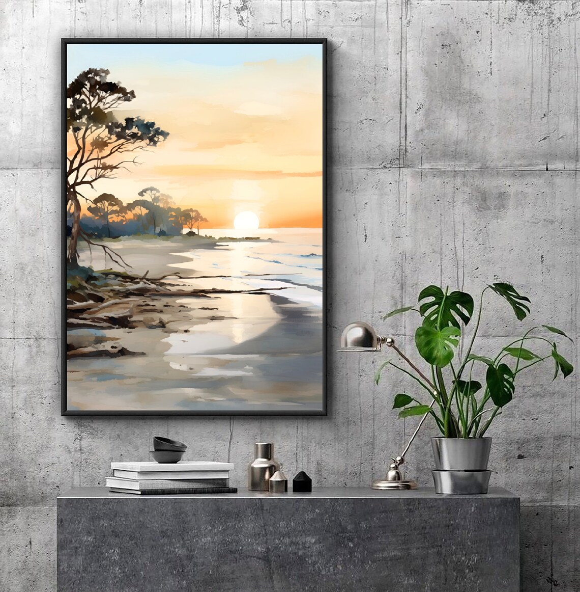 Tybee Island Watercolor Travel Poster, Georgia Sunrise - Image 4