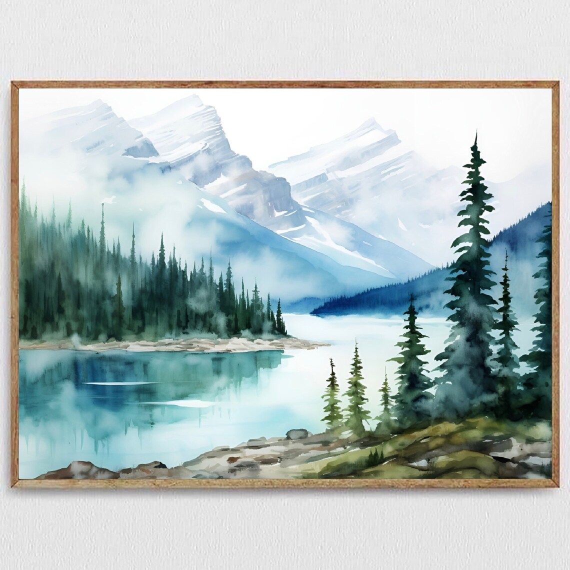 Joffre Lake Watercolor Poster, British Columbia Travel