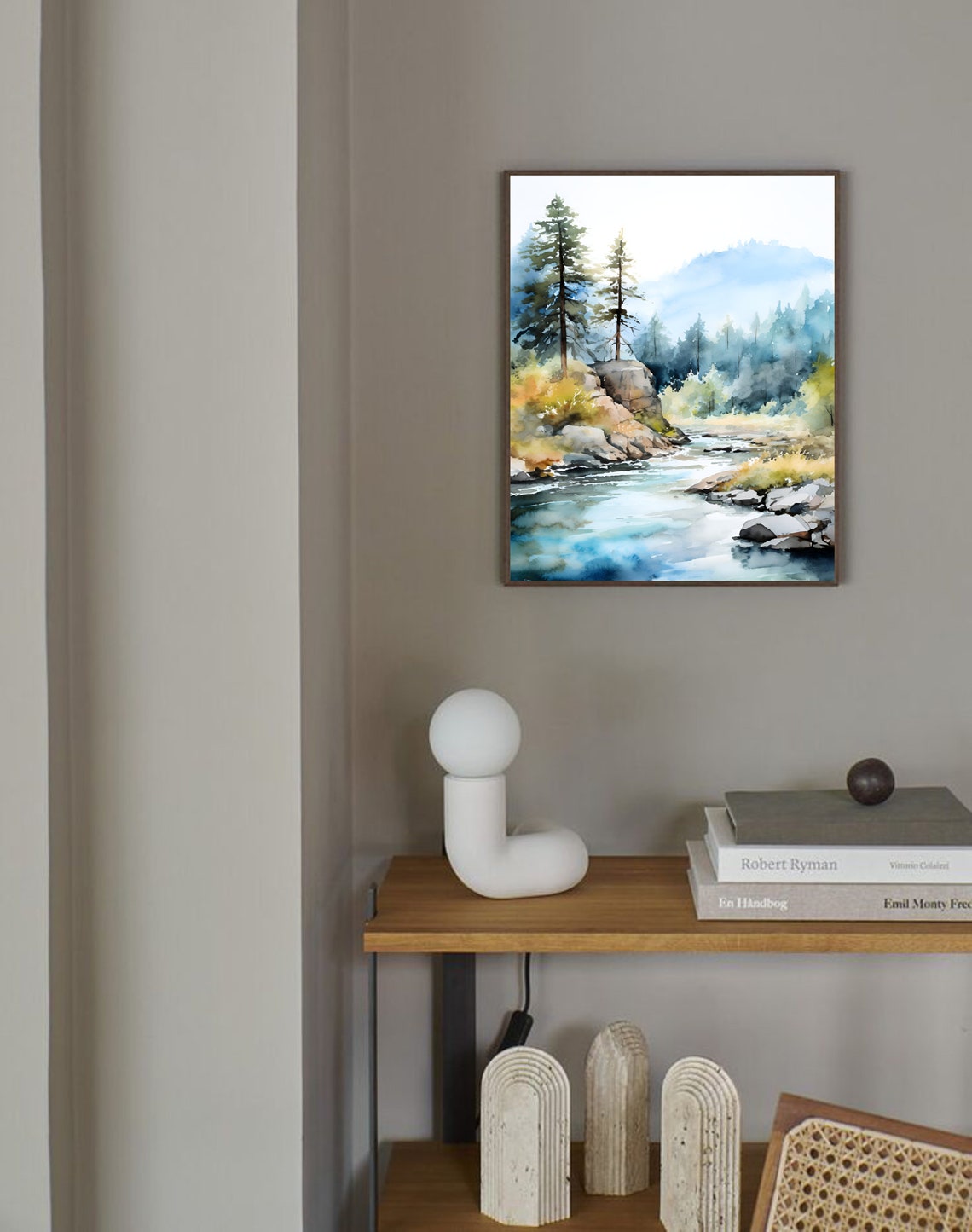 Black Hills Pine Forest River Watercolor Landscape Art Poster - Image 2