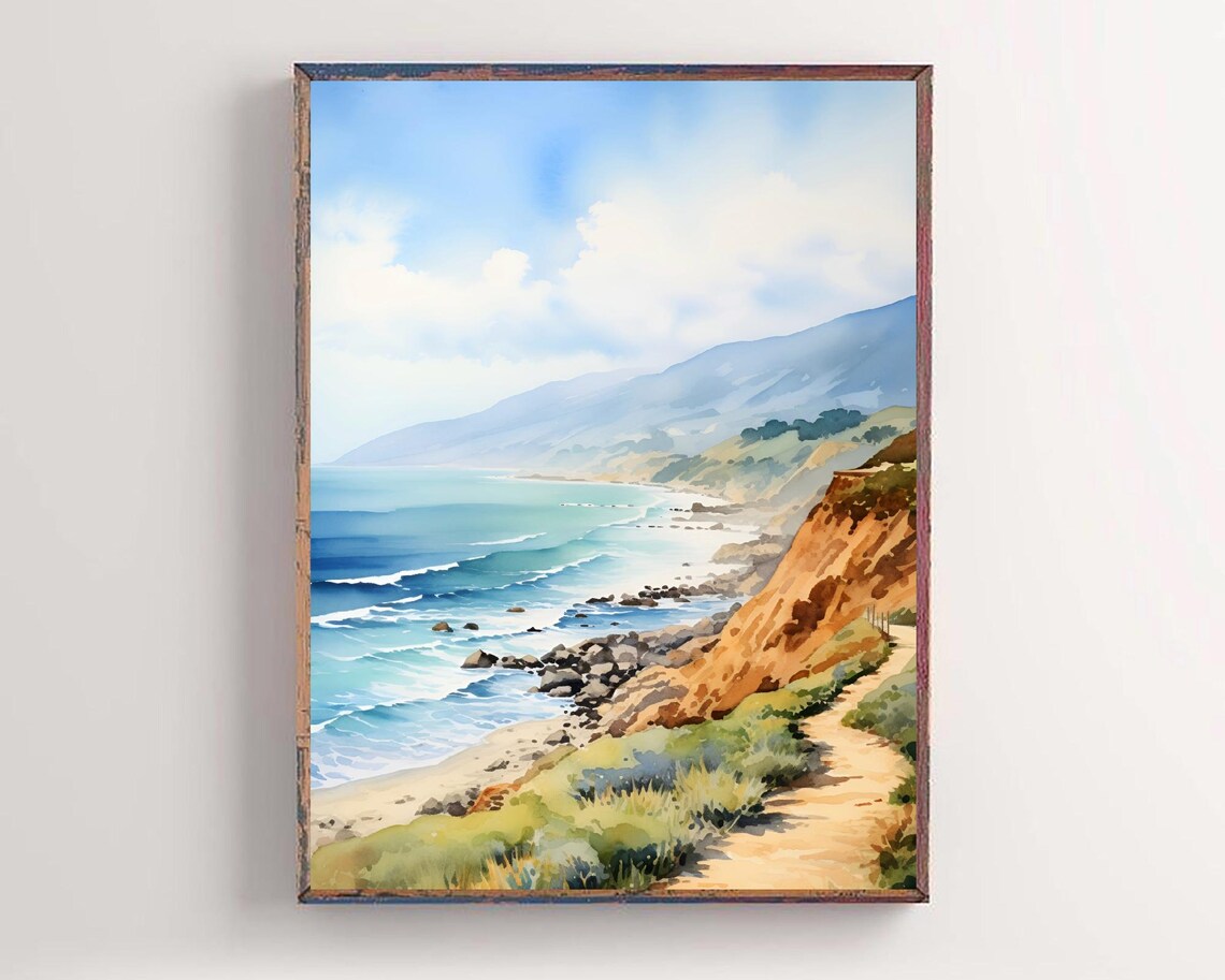 Point Mugu California Coast Watercolor Art Print - Image 2