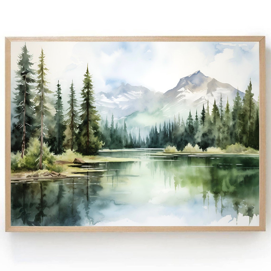 Santeetlah Lake Art Print North Carolina Watercolor Painting Mountain Lake Landscape Art Lake House Wall Decor Nature Wall Art