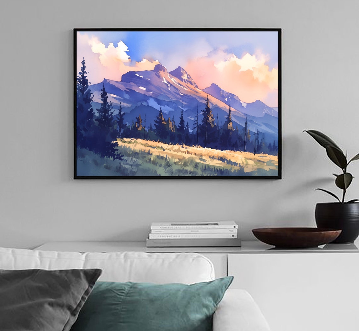 Kings Peak Uinta Mountains Utah Sunset Pines Watercolor Poster - Image 3