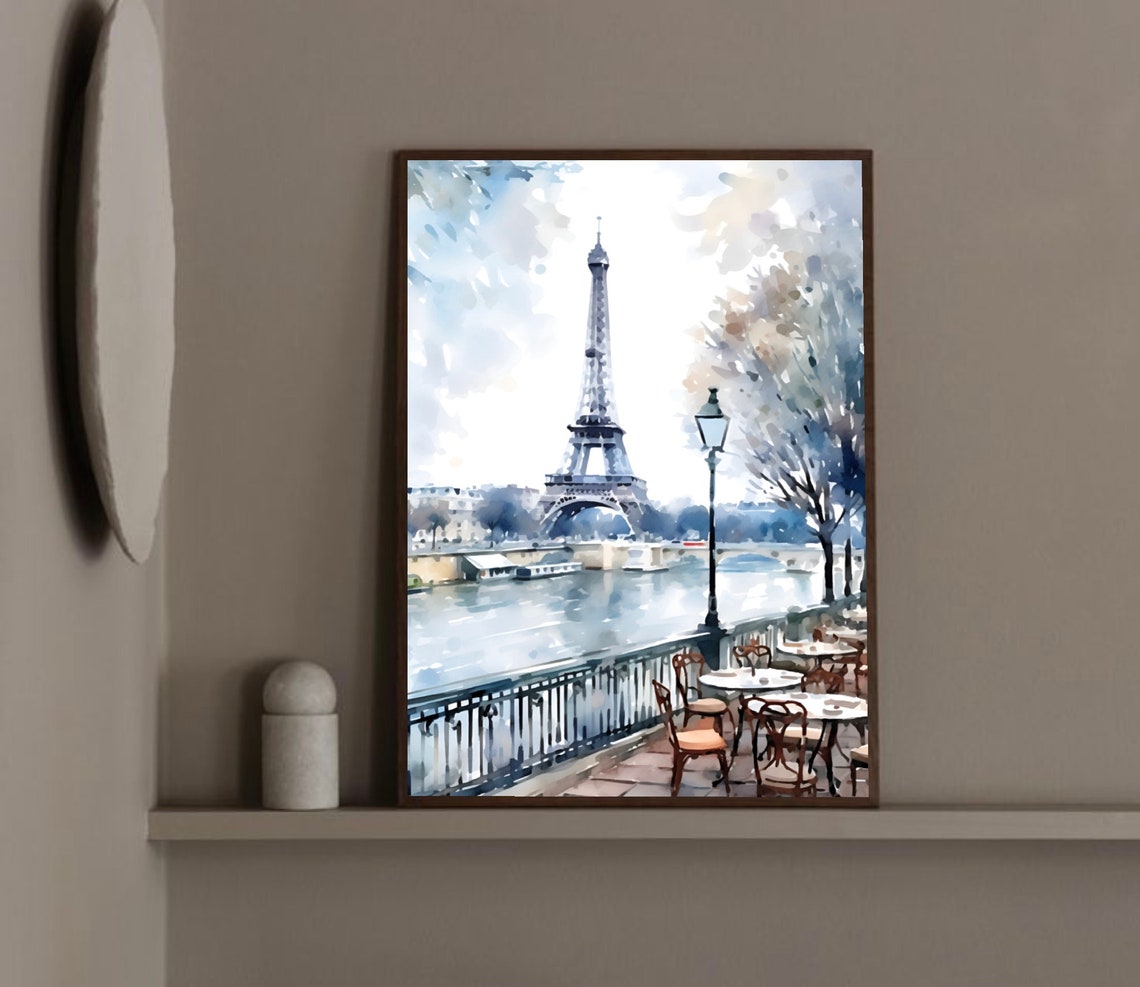 Paris Travel Poster France Watercolor Painting Eiffel Tower Wall Art Minimalist Art Print Parisian Scene Illustration France Paris Gift - Image 3