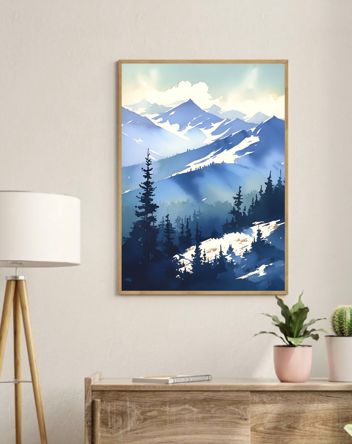 Cascade Range Mountains Watercolor Art Print, Oregon - Image 3