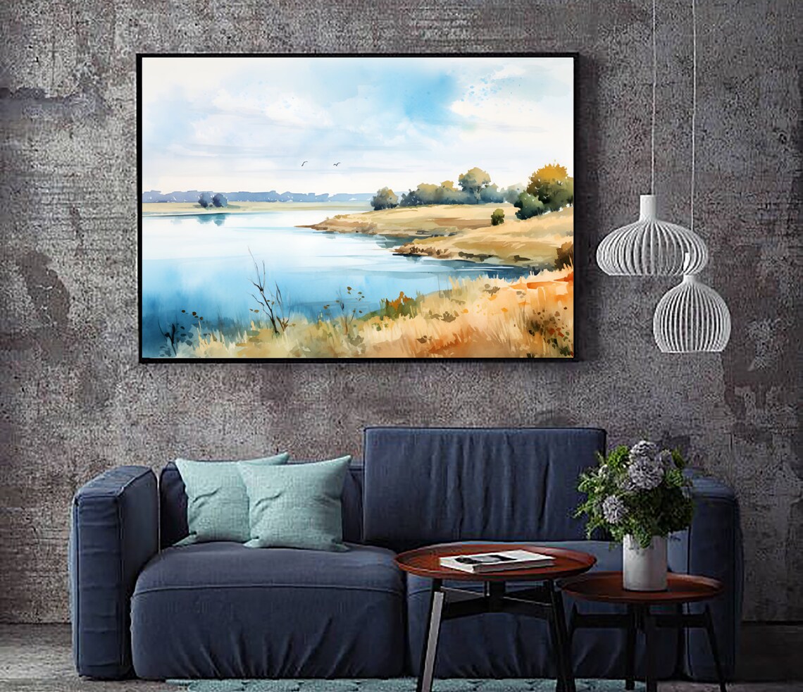 Missouri River North Dakota Prairie River Land Watercolor Poster - Image 4