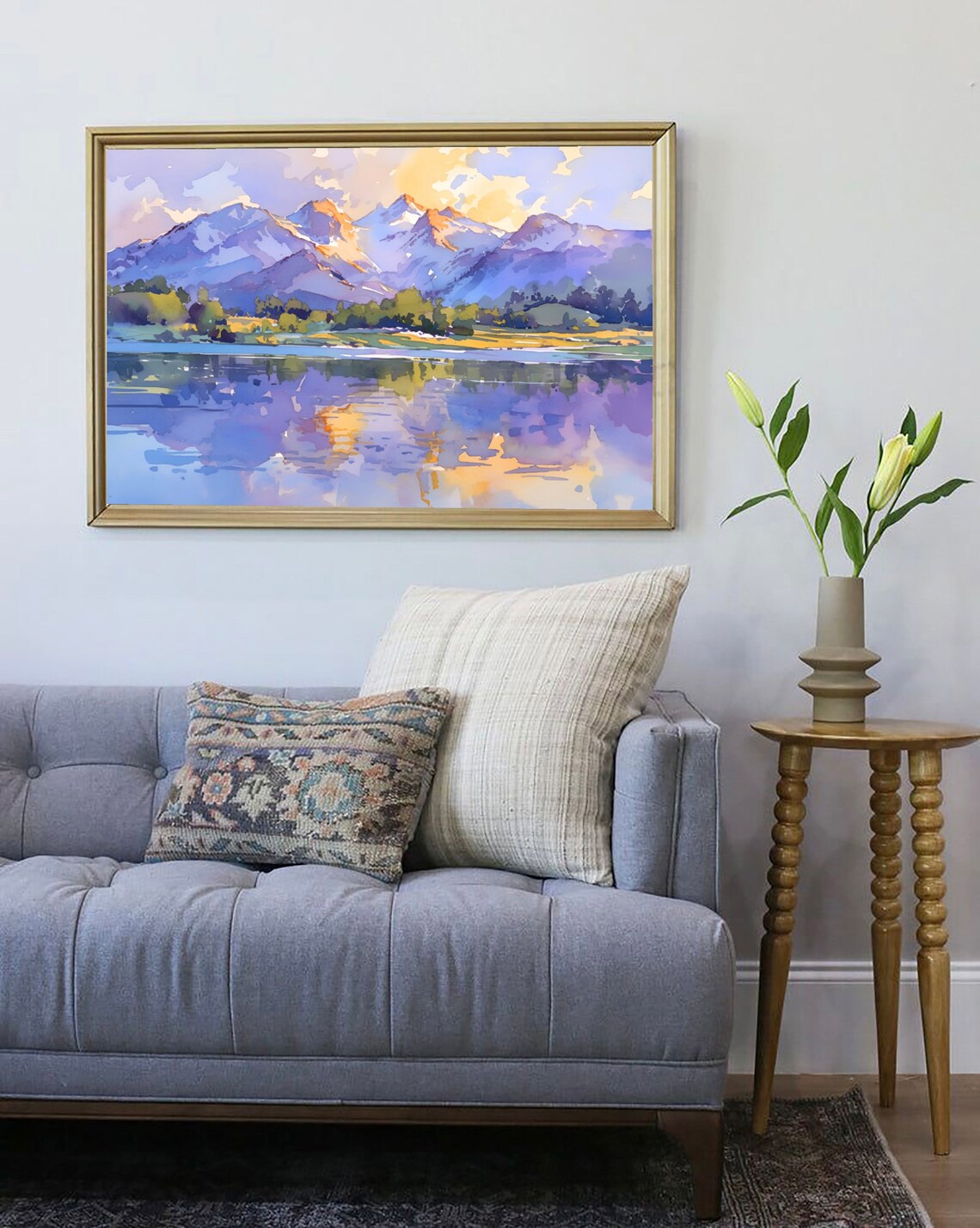 Mount Timpanogos Sunrise Lake Reflection Watercolor Utah Art Poster - Image 4