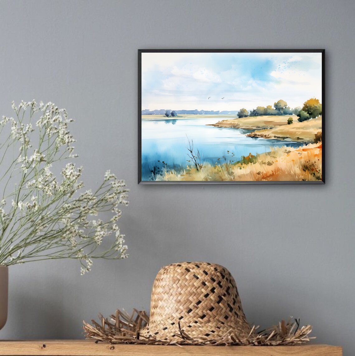 Missouri River North Dakota Prairie River Land Watercolor Poster - Image 3