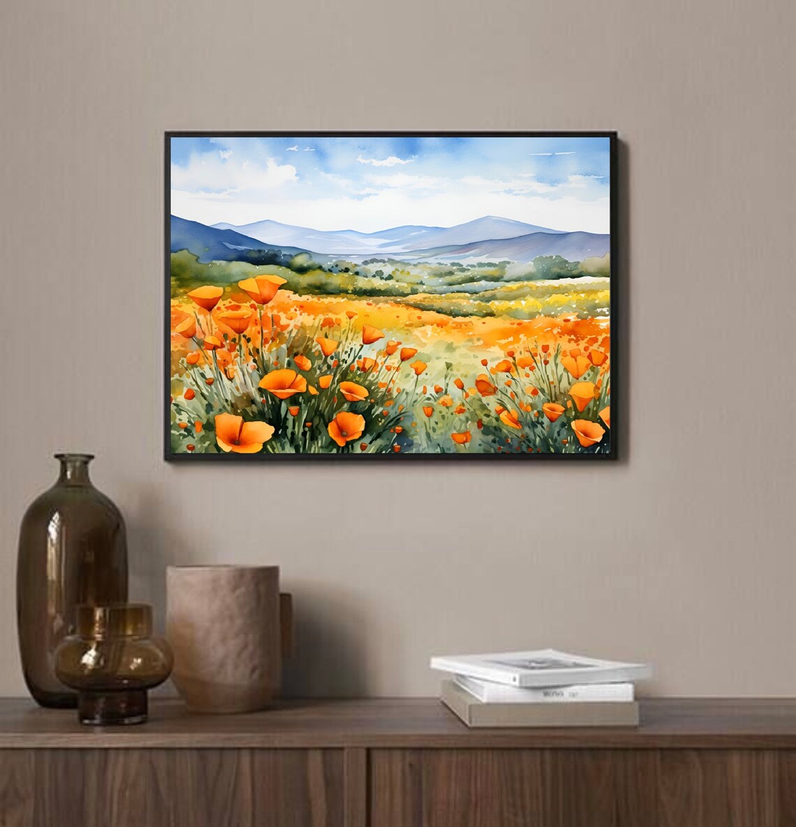Chino Hills Watercolor Landscape, California Art Print - Image 4