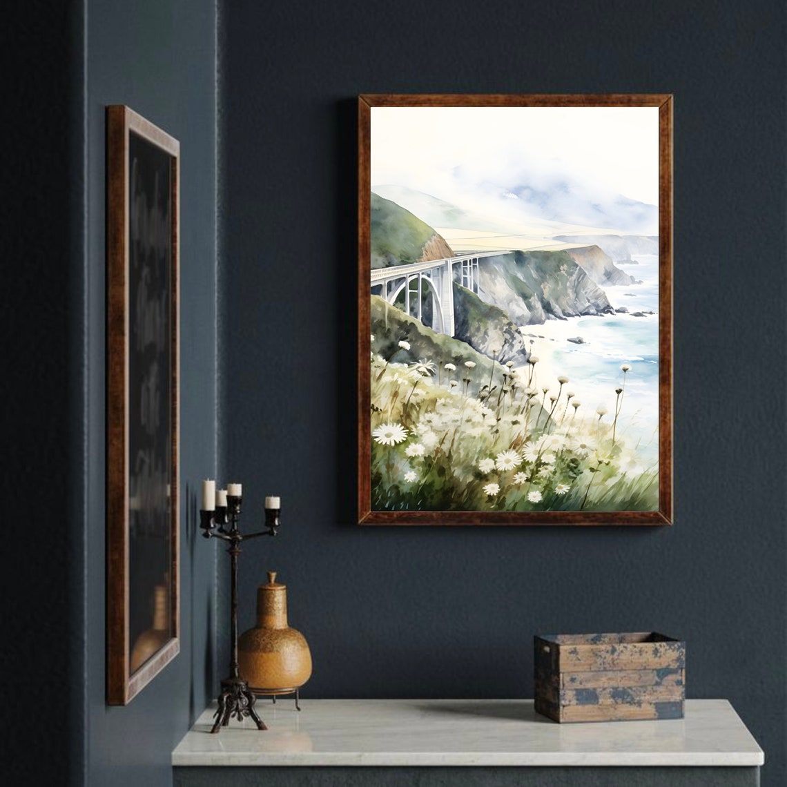 California Coast Painting Bixby Bridge Print Watercolor Coastal Wall Art California Landscape Painting Monterey County Travel Poster - Image 3