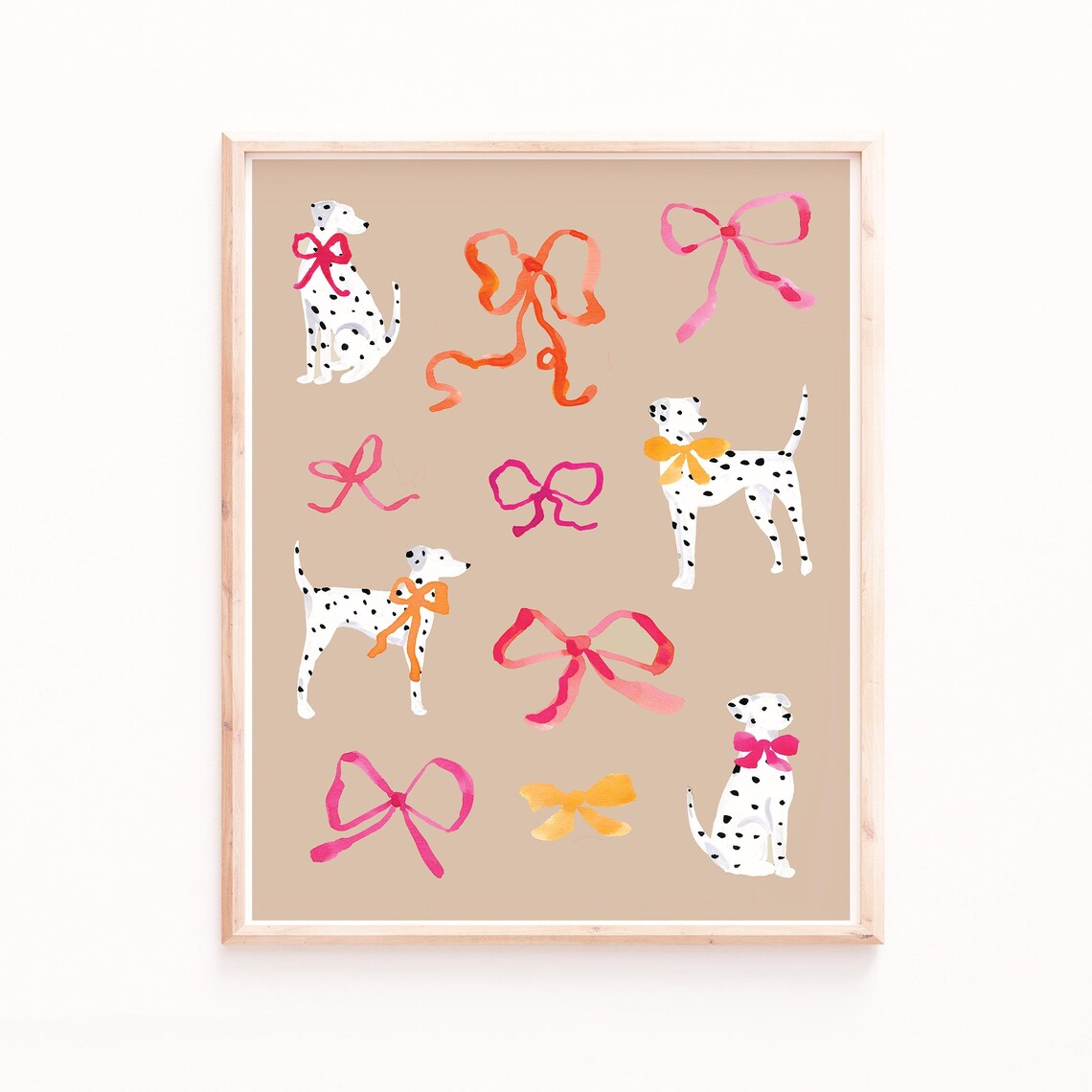 Dalmatian Bow Design Art Print for Kids Rooms
