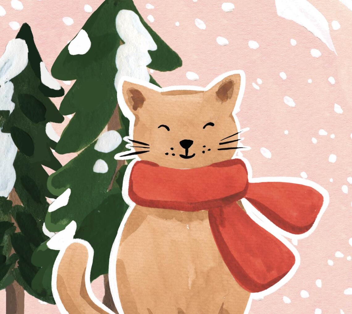 Christmas Cats Modern Holiday Decor Art Print - Image 2