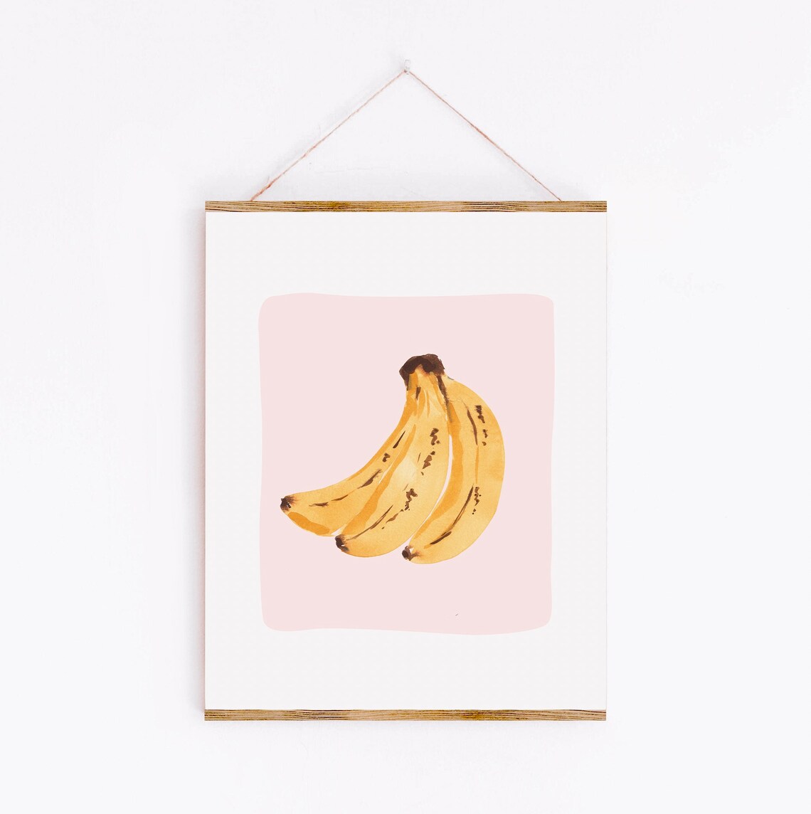 Banana Print, Pink Minimalist Watercolor Art Print - Image 3