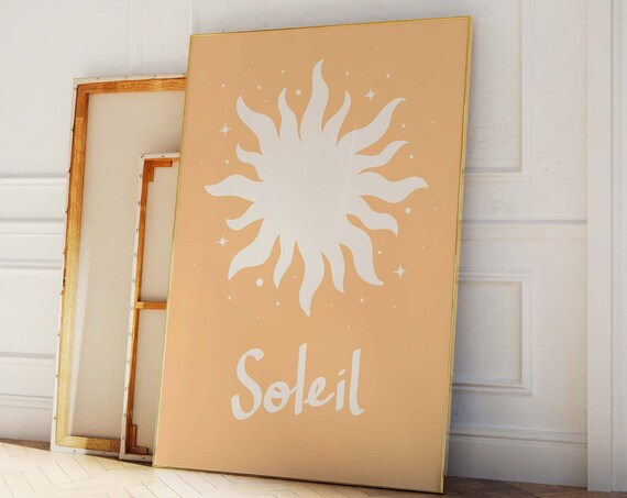 Soleil Sun Script Peach Background Modern Boho Sunshine Poster