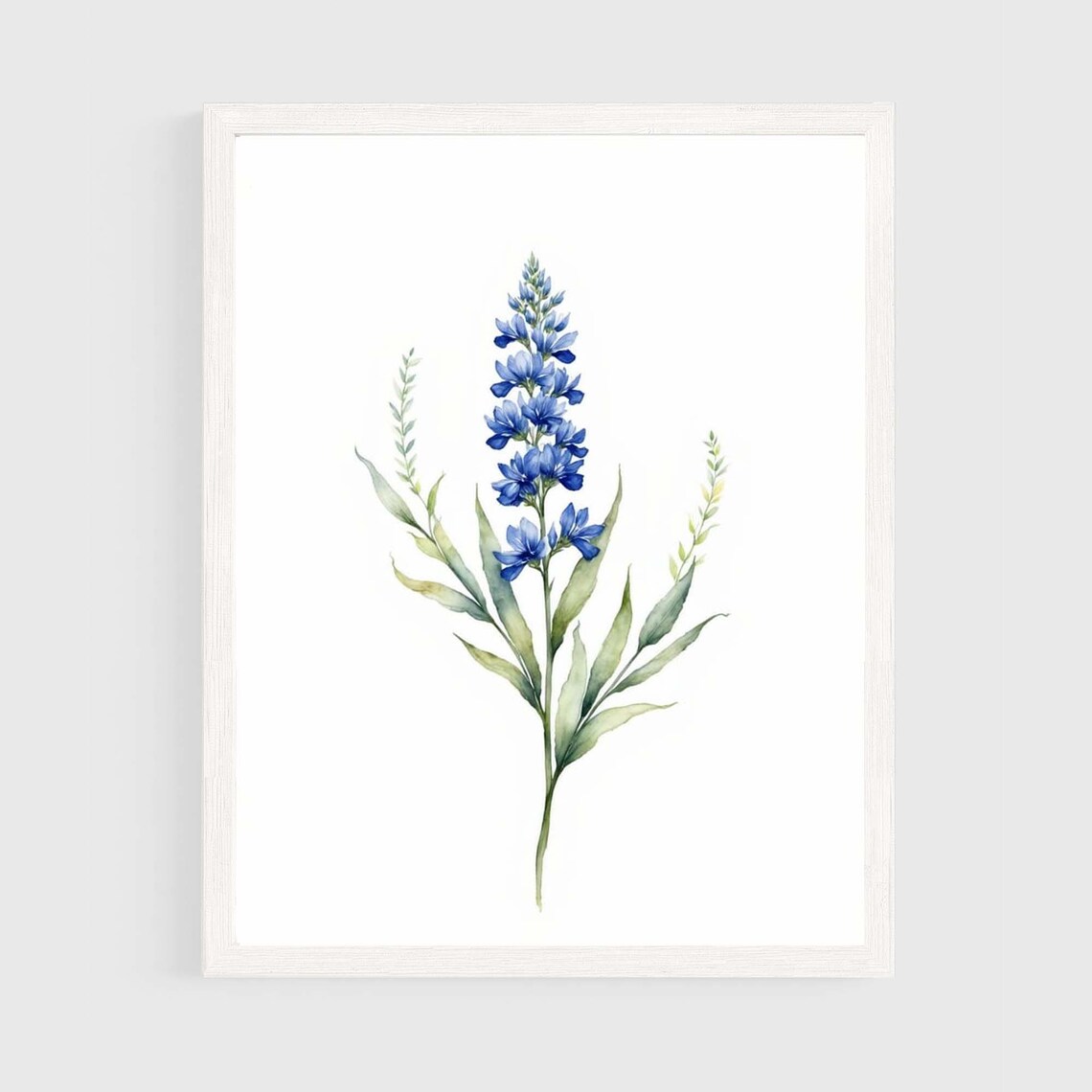 Texas Bluebonnet Flowers Minimalist Watercolor Art Print