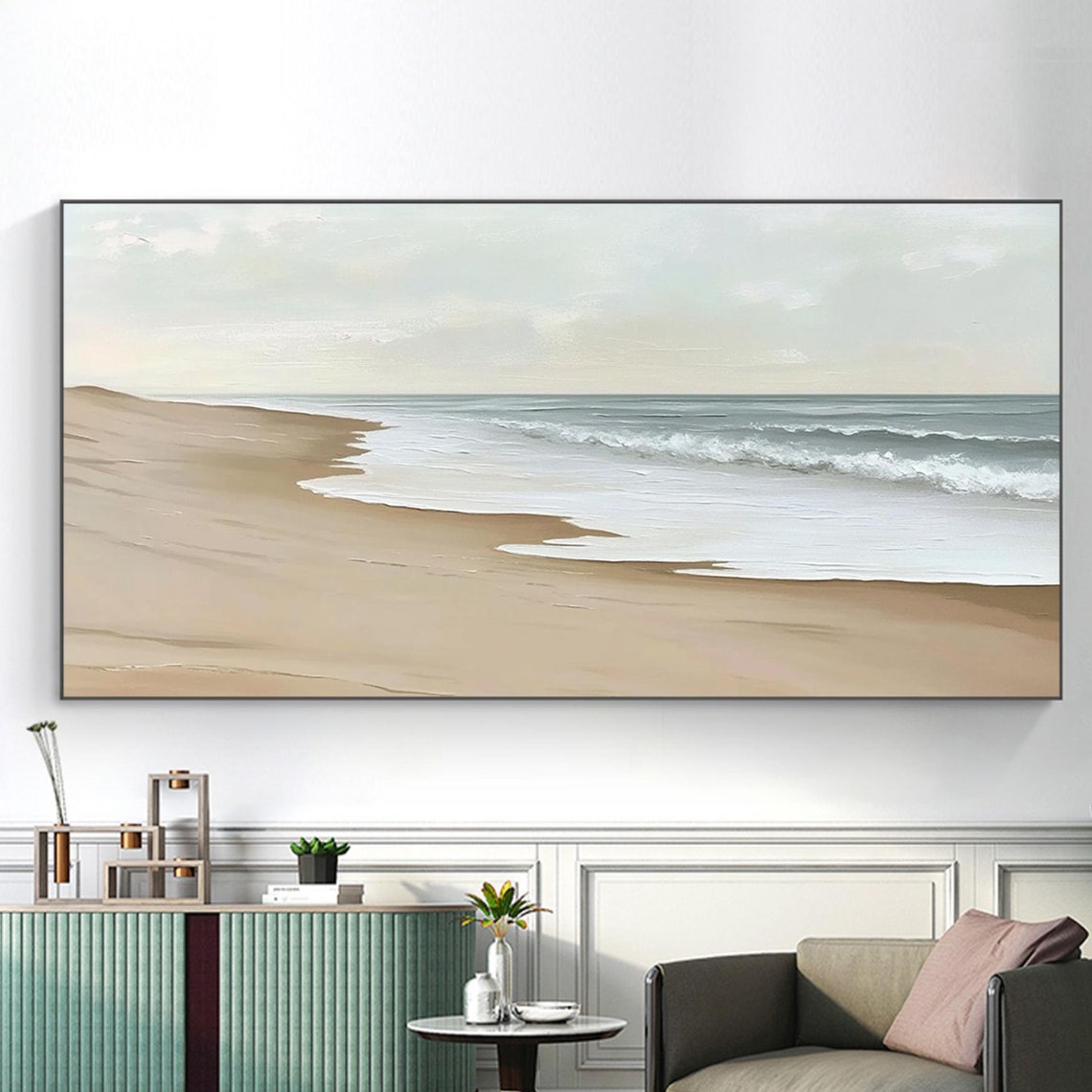Calm Sandy Beach Shoreline With Gentle Waves Painting Poster