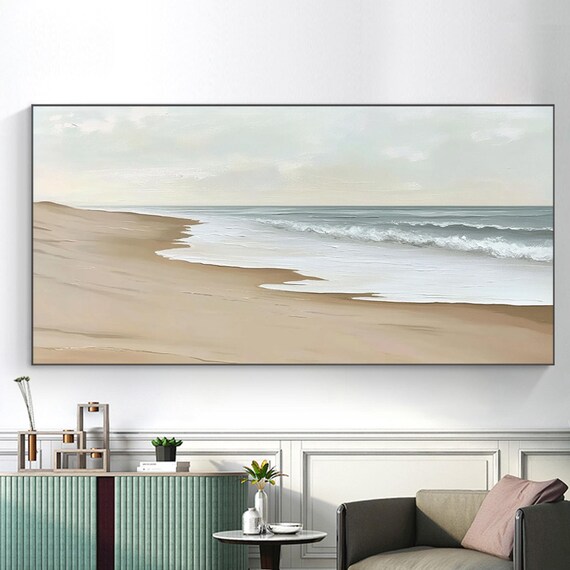 Calm Sandy Beach Shoreline With Gentle Waves Painting Poster